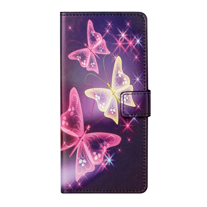 iPhone 13 Pro Handy Hülle - Leder Bookcover Image Series - leuchtende Schmetterlinge
