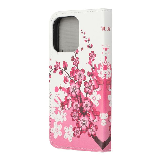 iPhone 13 Pro Phone Case - Leather Book Cover Image Series - Pink Flowers