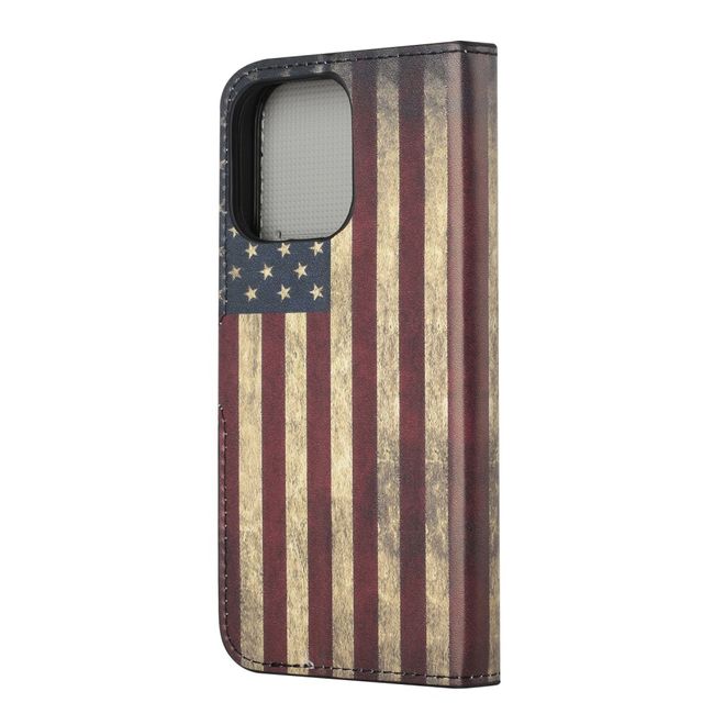 iPhone 13 Pro Phone Case - Leather Bookcover Image Series - USA Flag