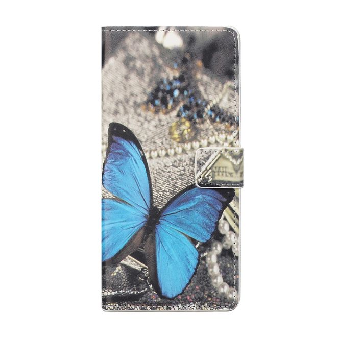Étui pour iPhone 13 Pro - Collection Couverture Livre en Cuir - Papillon Bleu