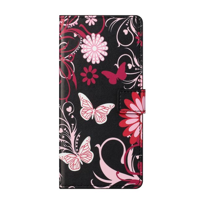iPhone 13 Pro Phone Case - Leather Book Cover Image Series - Butterflies and Flowers