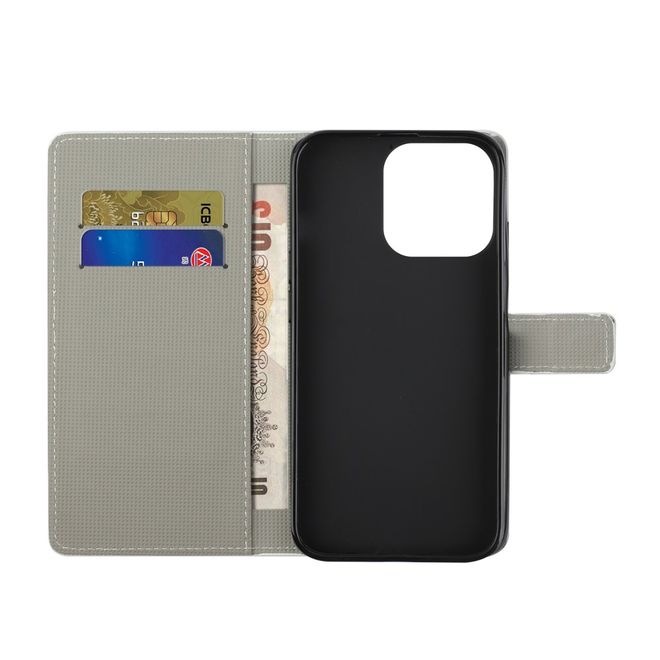 iPhone 13 Pro Phone Case - Leather Book Cover Image Series - Butterflies and Flowers