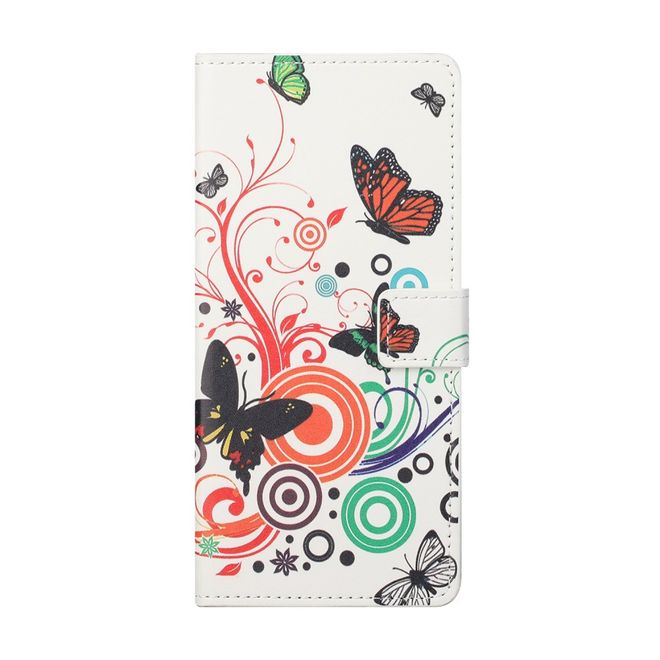 iPhone 13 Pro Handy Hülle - Leder Bookcover Image Series - Schmetterlinge und Kreise