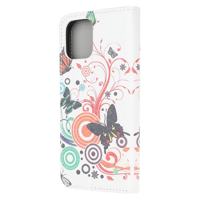 iPhone 13 mini Handy Hülle - Leder Bookcover Image Series - Schmetterlinge und Kreise