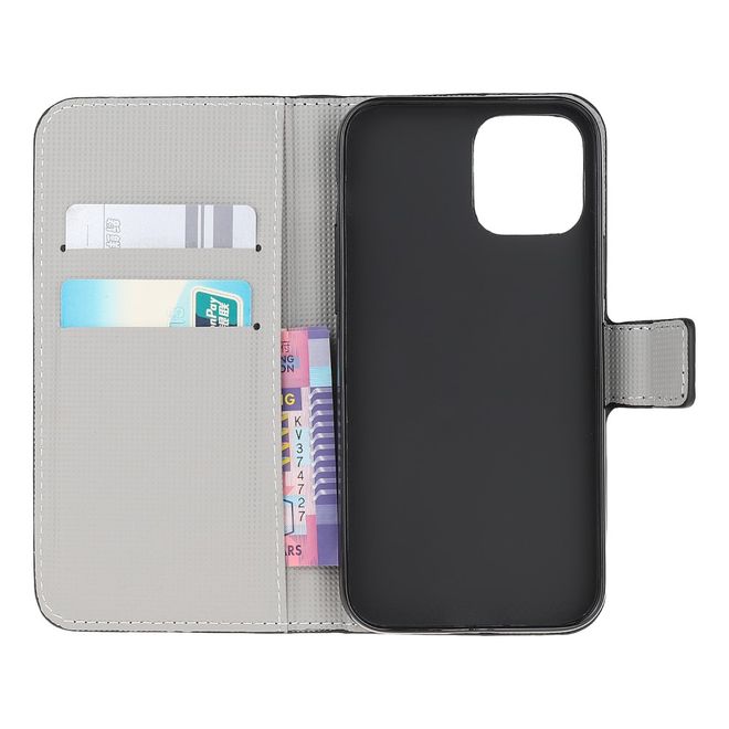 iPhone 13 mini Handy Hülle - Leder Bookcover Image Series - Schmetterlinge und Kreise