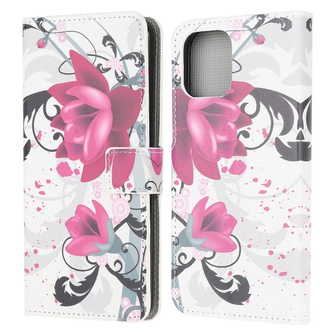 iPhone 13 mini Handy Hülle - Leder Bookcover Image Series - Lotus Blume