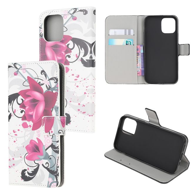 iPhone 13 mini Handy Hülle - Leder Bookcover Image Series - Lotus Blume