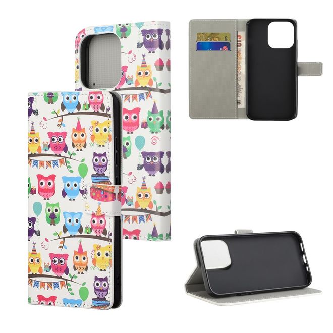 iPhone 13 Phone Case - Leather Bookcover Image Series - Owl Family