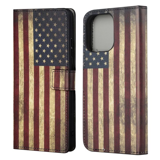 iPhone 13 Phone Case - Leather Bookcover Image Series - USA Flag