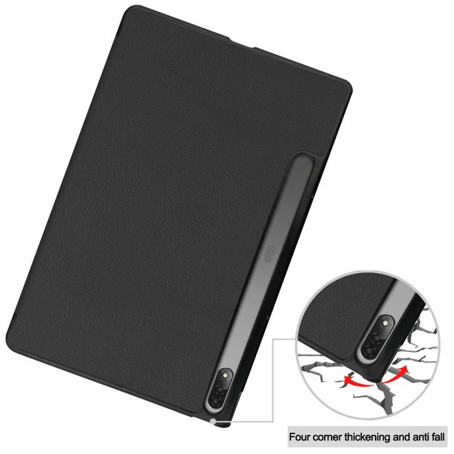 Lenovo Tab P12 Pro Leder Hülle - dreifach faltbar - schwarz