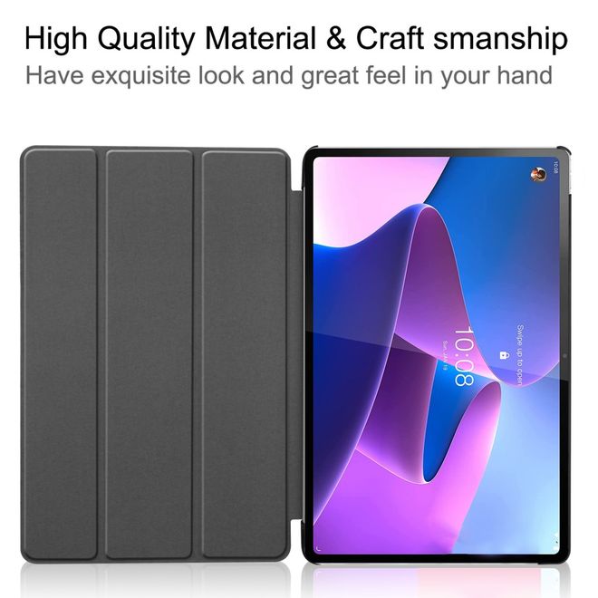 Lenovo Tab P12 Pro Leder Hülle - dreifach faltbar - blau