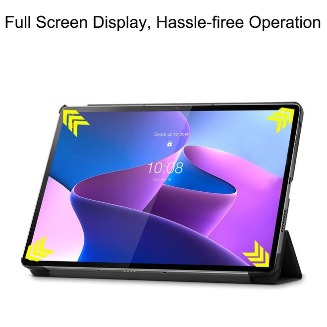 Lenovo Tab P12 Pro Leder Hülle - dreifach faltbar - blau