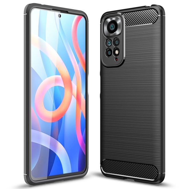 Xiaomi Redmi Note 11S / 11 Handyhülle - Carbon Fiber TPU Softcase Series - schwarz
