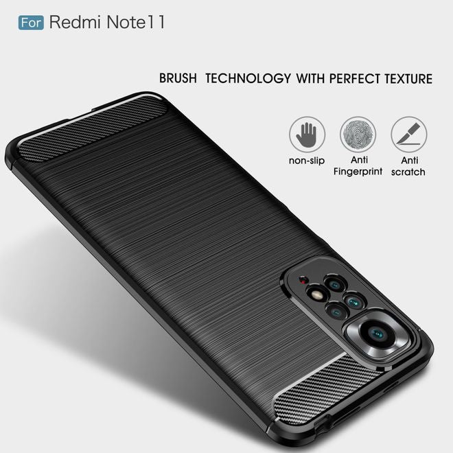 Xiaomi Redmi Note 11S / 11 Handyhülle - Carbon Fiber TPU Softcase Series - schwarz