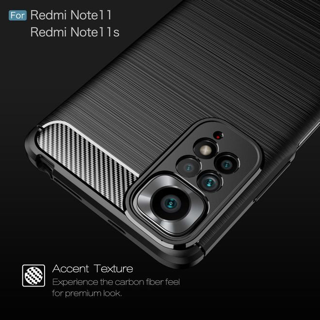 Xiaomi Redmi Note 11S / 11 Handyhülle - Carbon Fiber TPU Softcase Series - schwarz