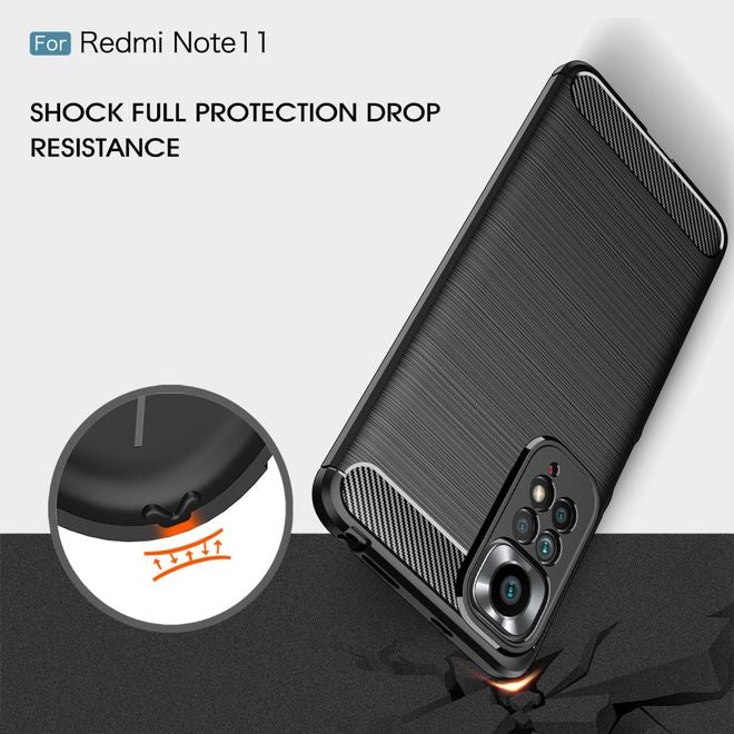 Xiaomi Redmi Note 11S / 11 Handyhülle - Carbon Fiber TPU Softcase Series - schwarz