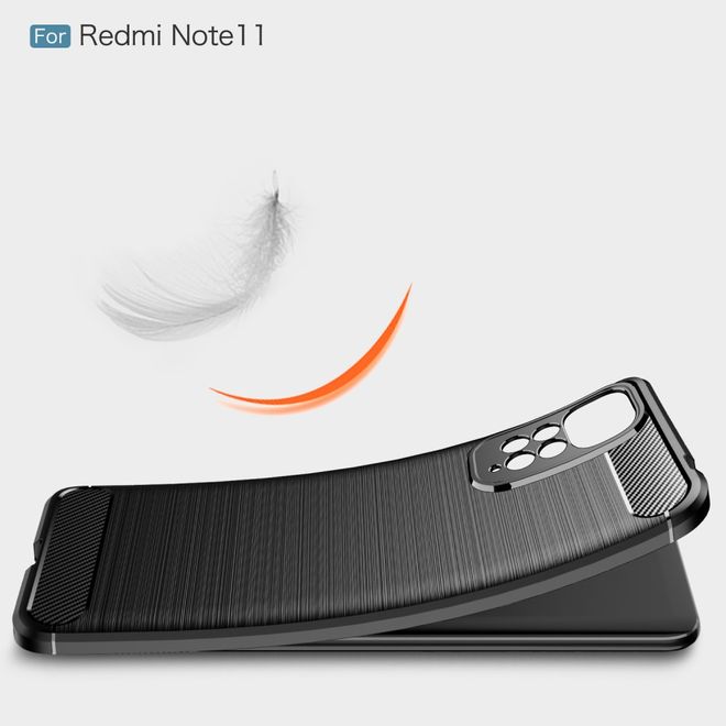 Xiaomi Redmi Note 11S / 11 Handyhülle - Carbon Fiber TPU Softcase Series - schwarz