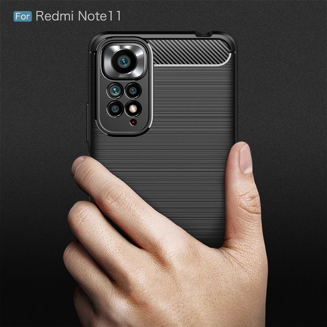 Xiaomi Redmi Note 11S / 11 Handyhülle - Carbon Fiber TPU Softcase Series - schwarz
