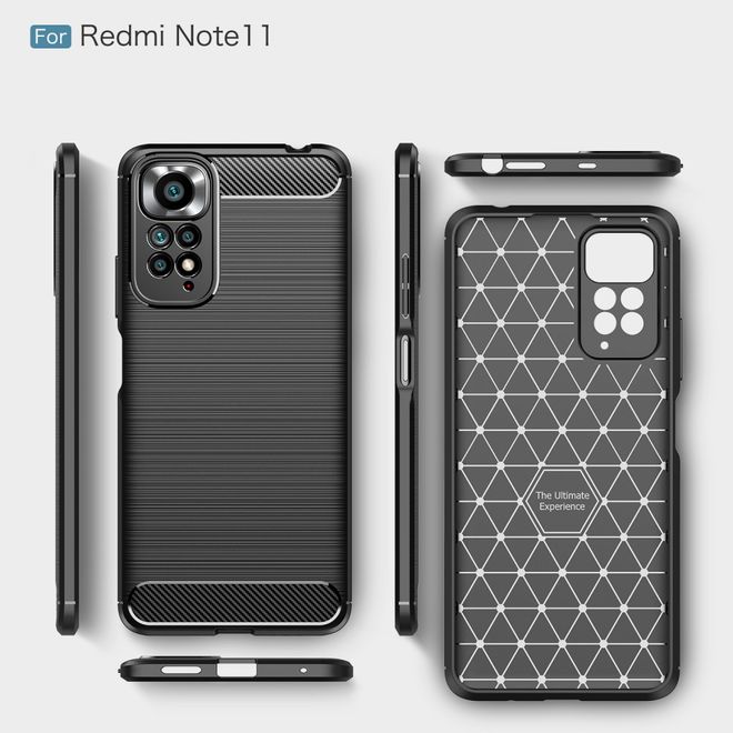 Xiaomi Redmi Note 11S / 11 Handyhülle - Carbon Fiber TPU Softcase Series - schwarz