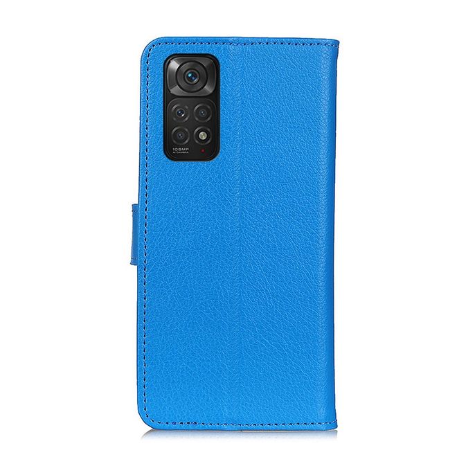 Xiaomi Redmi Note 11S / 11 Handy Hülle - Litchi Leder Bookcover Series - blau