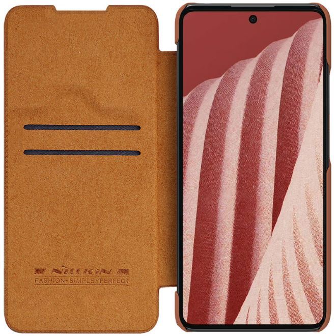 Nillkin - Samsung Galaxy A73 5G Hülle - Leder Book Case - Qin Pro Series - braun