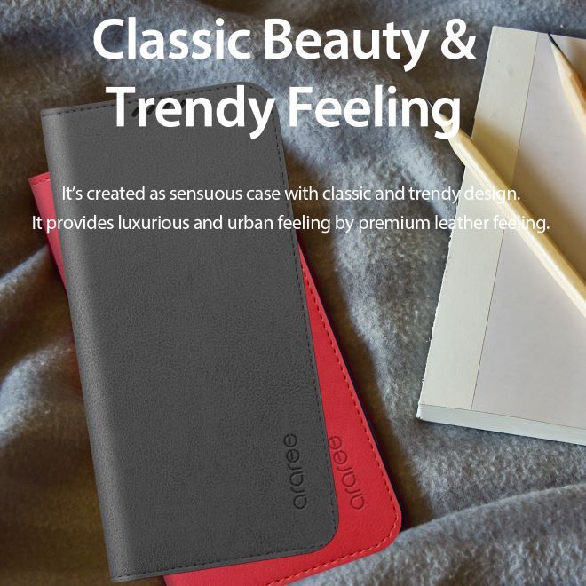 Araree - Samsung Galaxy S22+ Hülle - Case aus Kunstleder - Mustang Diary Series - rot