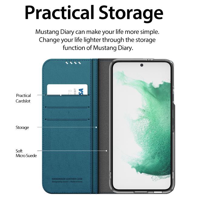 Araree - Samsung Galaxy S22+ Hülle - Case aus Kunstleder - Mustang Diary Series - rot
