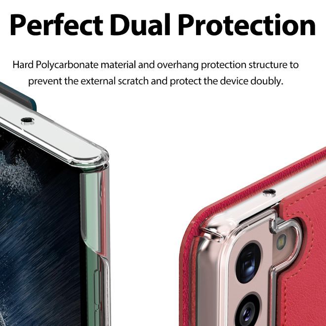 Araree - Samsung Galaxy S22+ Hülle - Case aus Kunstleder - Mustang Diary Series - rot