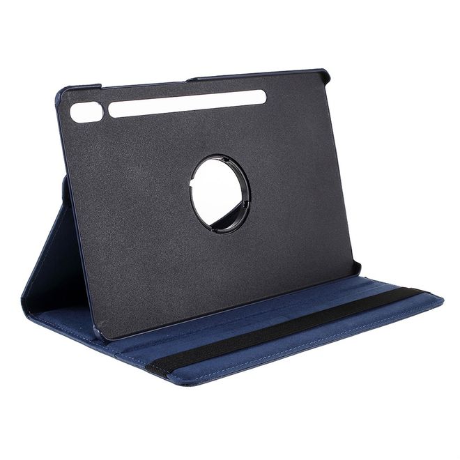 Samsung Galaxy Tab S8+ Hülle - 360° rotierbares Case aus Leder - dunkelblau