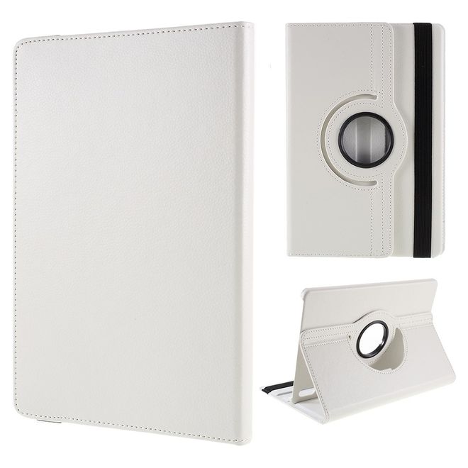 Samsung Galaxy Tab S8 Hülle - 360° rotierbares Case aus Leder - weiss