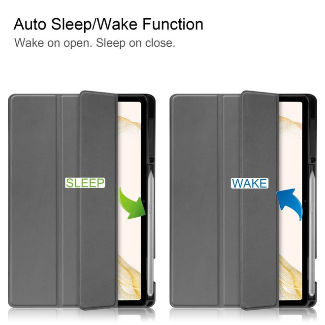 Samsung Galaxy Tab S8+ Leder Hülle - dreifach faltbar - grau