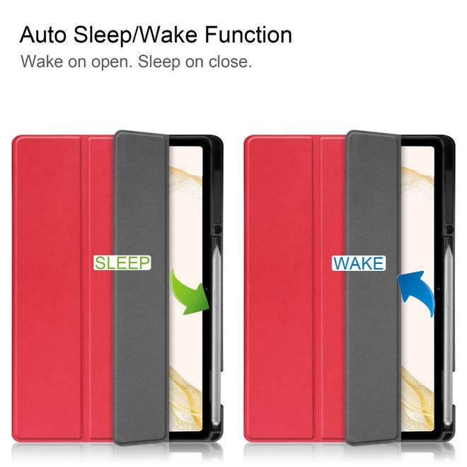 Samsung Galaxy Tab S8+ Leder Hülle - dreifach faltbar - rot