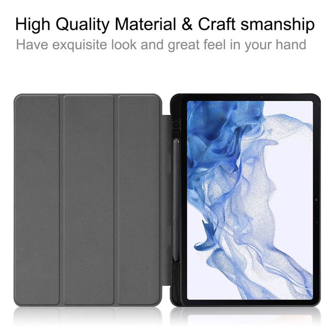 Samsung Galaxy Tab S8 Leder Hülle - dreifach faltbar - schwarz
