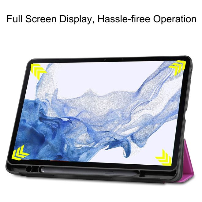 Samsung Galaxy Tab S8 Leder Hülle - dreifach faltbar - purpur