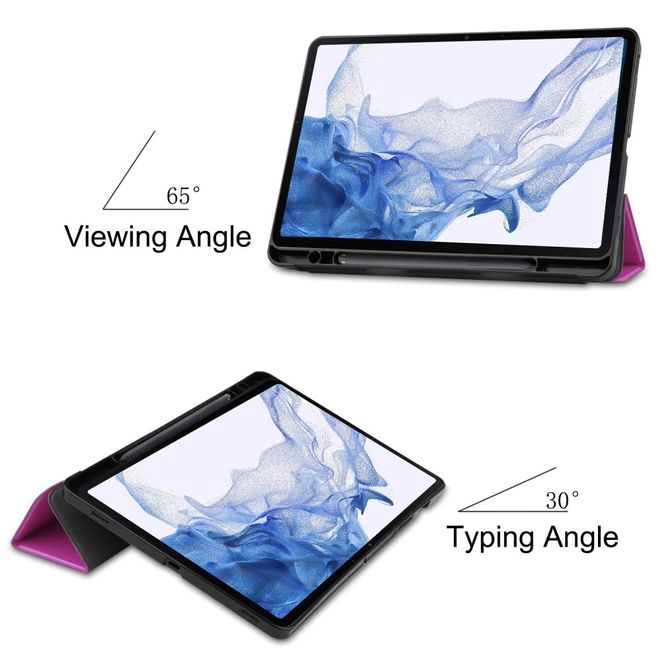 Samsung Galaxy Tab S8 Leder Hülle - dreifach faltbar - purpur