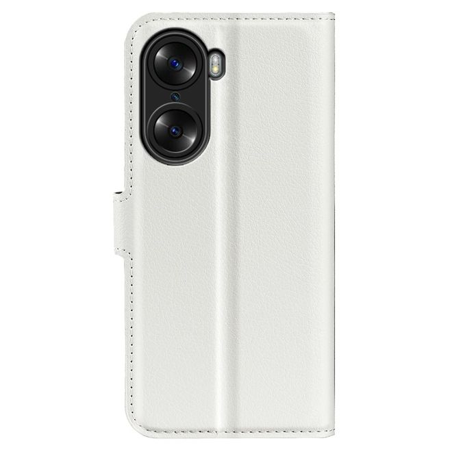 Honor 60 Pro Handy Hülle - Litchi Leder Bookcover Series - weiss
