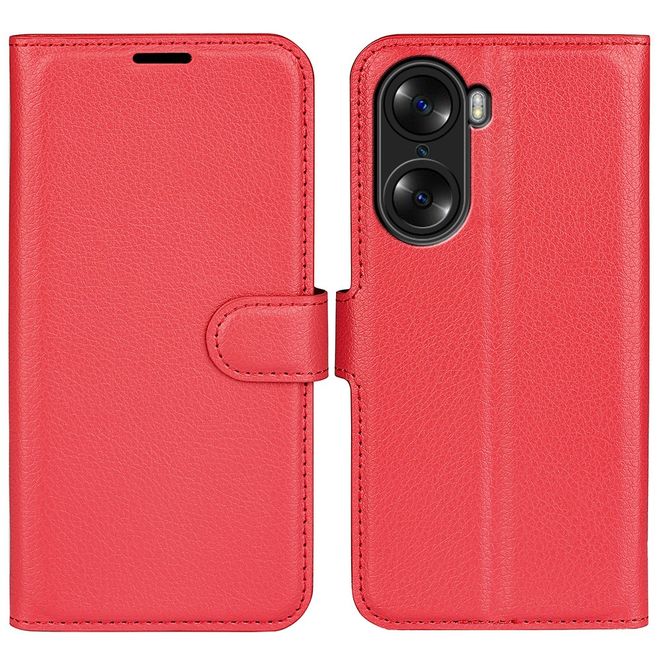 Honor 60 Pro Handy Hülle - Litchi Leder Bookcover Series - rot
