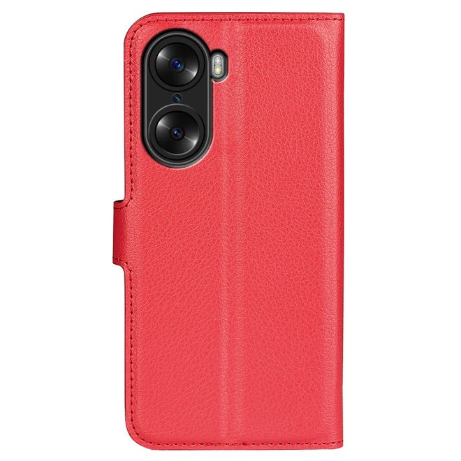 Honor 60 Pro Handy Hülle - Litchi Leder Bookcover Series - rot