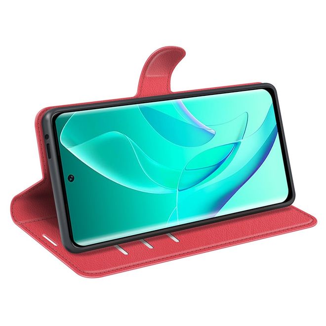 Honor 60 Pro Handy Hülle - Litchi Leder Bookcover Series - rot
