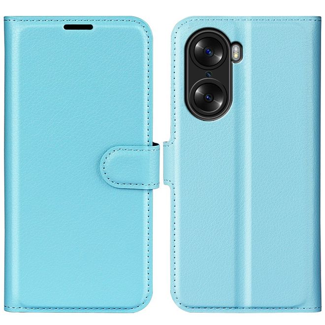 Honor 60 Pro Handy Hülle - Litchi Leder Bookcover Series - blau