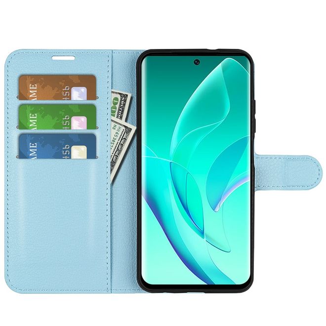 Honor 60 Pro Handy Hülle - Litchi Leder Bookcover Series - blau