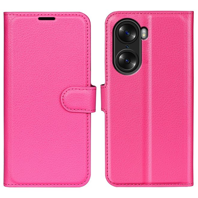 Honor 60 Pro Handy Hülle - Litchi Leder Bookcover Series - rosa