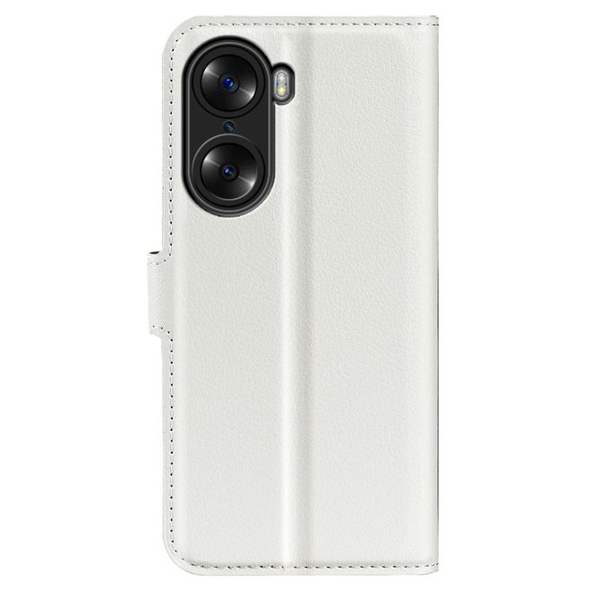 Honor 60 Handy Hülle - Litchi Leder Bookcover Series - weiss