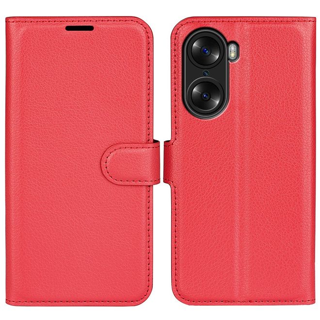 Honor 60 Handy Hülle - Litchi Leder Bookcover Series - rot