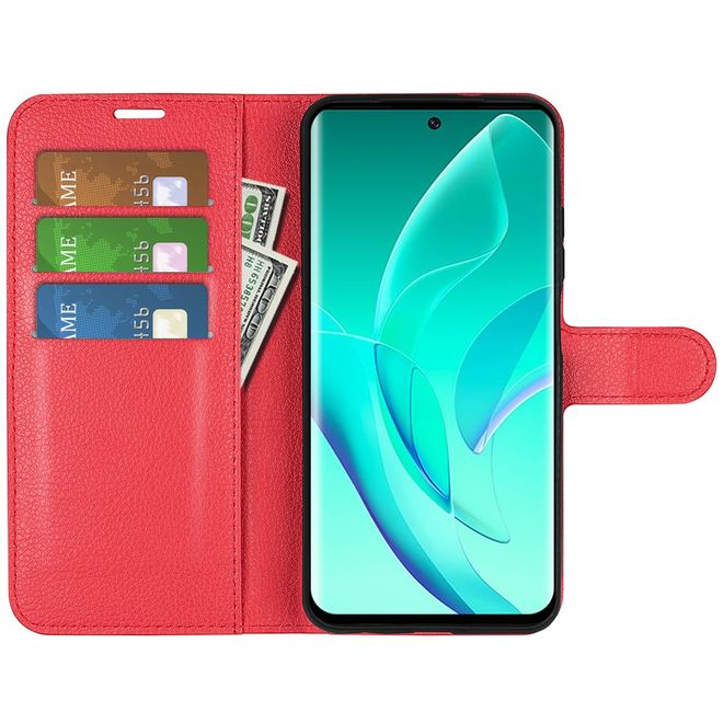 Honor 60 Handy Hülle - Litchi Leder Bookcover Series - rot