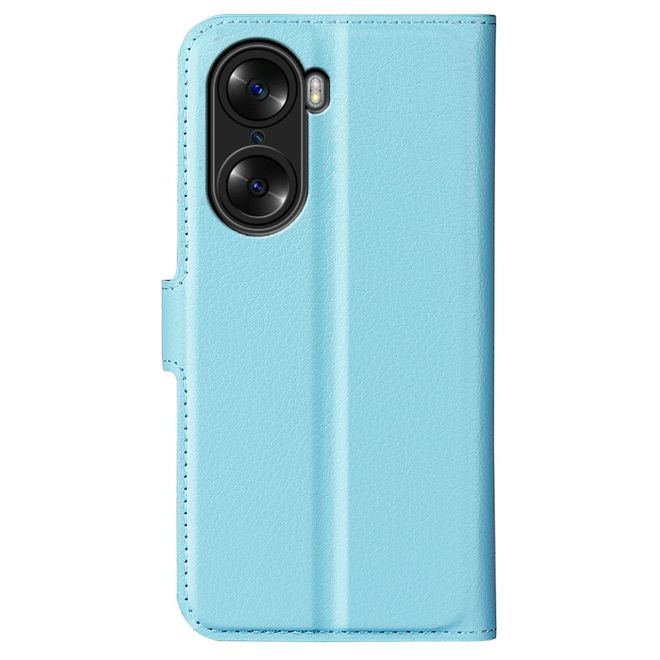 Honor 60 Handy Hülle - Litchi Leder Bookcover Series - blau