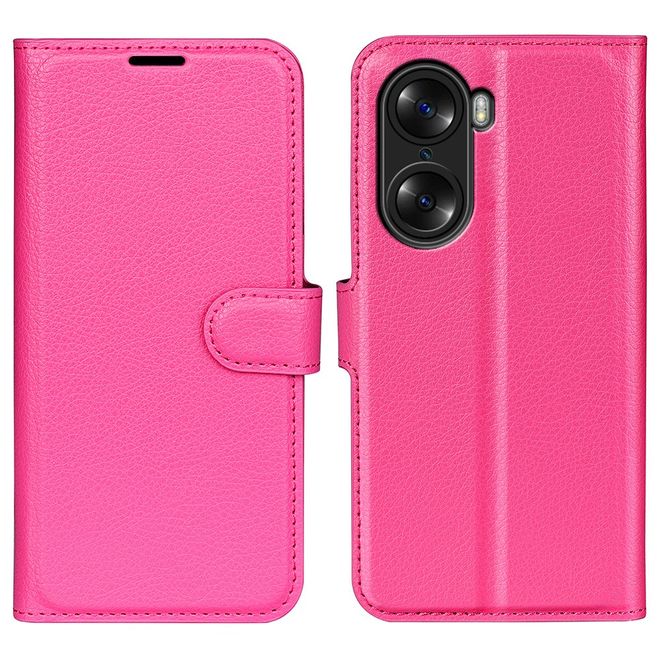 Honor 60 Handy Hülle - Litchi Leder Bookcover Series - rosa