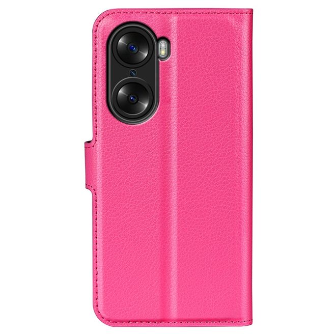 Honor 60 Handy Hülle - Litchi Leder Bookcover Series - rosa