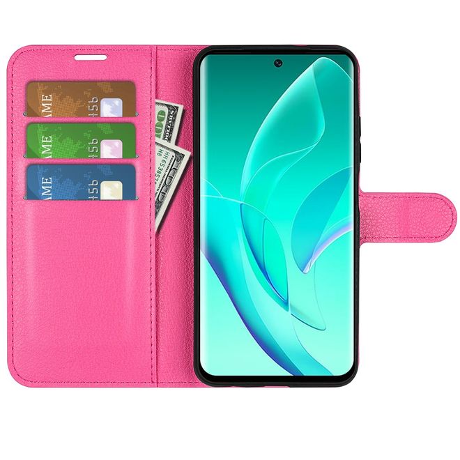 Honor 60 Handy Hülle - Litchi Leder Bookcover Series - rosa