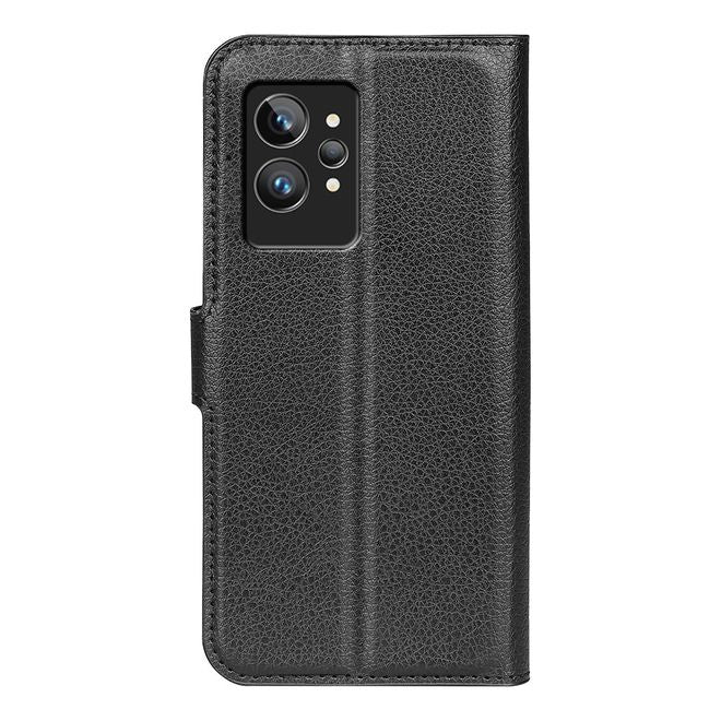 Realme GT2 Pro Handy Hülle - Litchi Leder Bookcover Series - schwarz